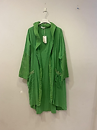 File kollu pul payet cep detaylı kapşonlu 38-44 beden uyumlu ham keten dış kap