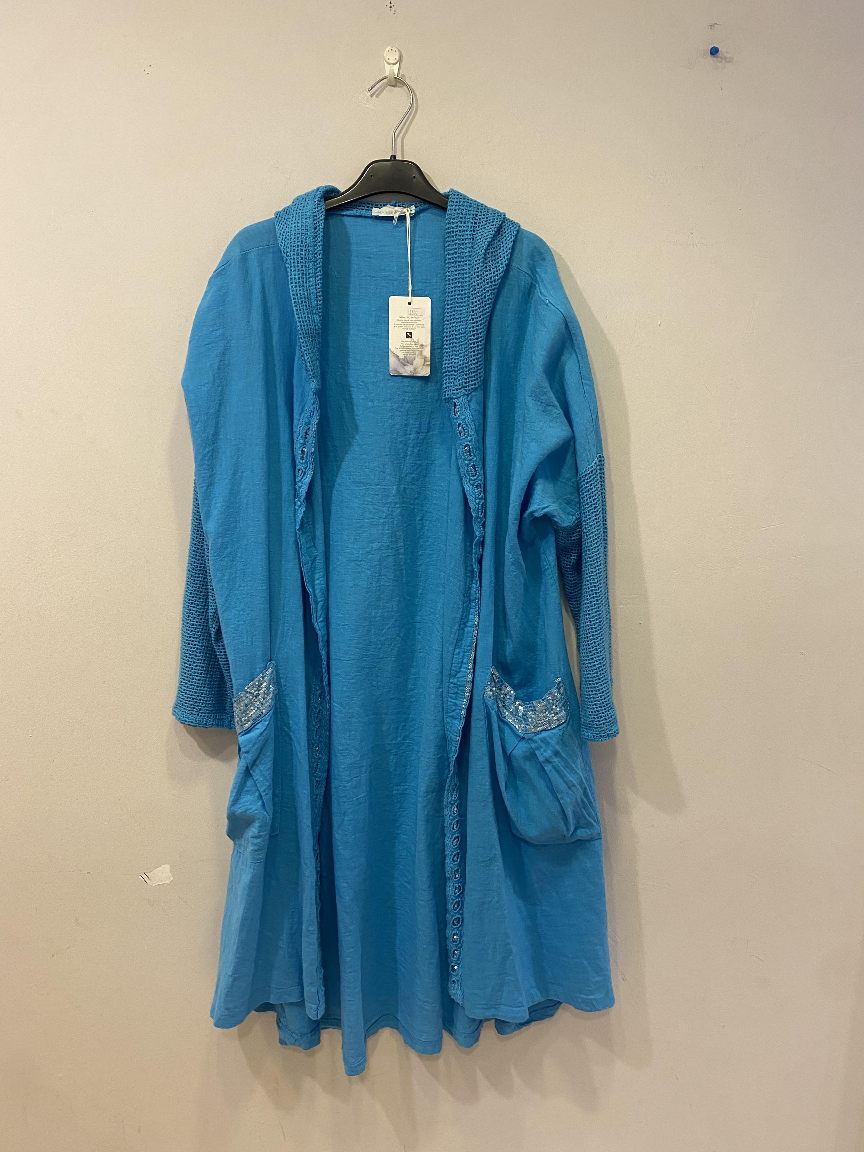 File kollu kapşonlu ham keten 38-44 beden uyumlu İtalyan dış kap